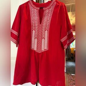 Red Embroidered Women's Top Never Worn